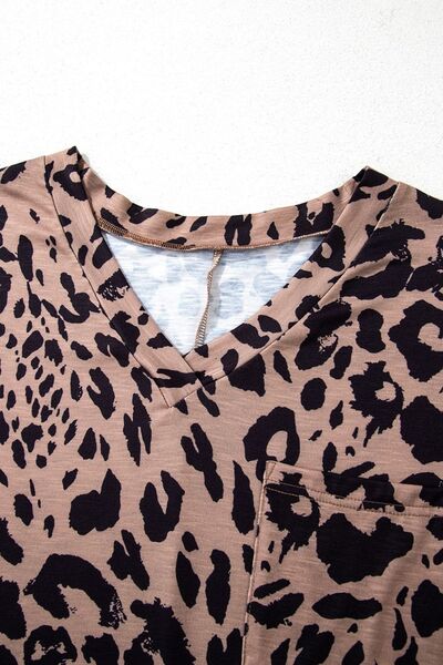 Lyra® | Half-sleeved leopard print V-neck T-shirt