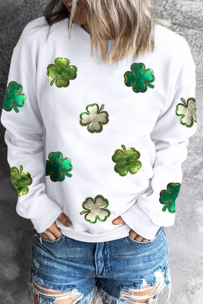 Lina® | Lucky Clover crew neck long sleeve sweatshirt
