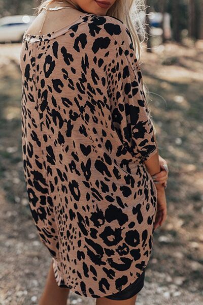 Lyra® | Half-sleeved leopard print V-neck T-shirt