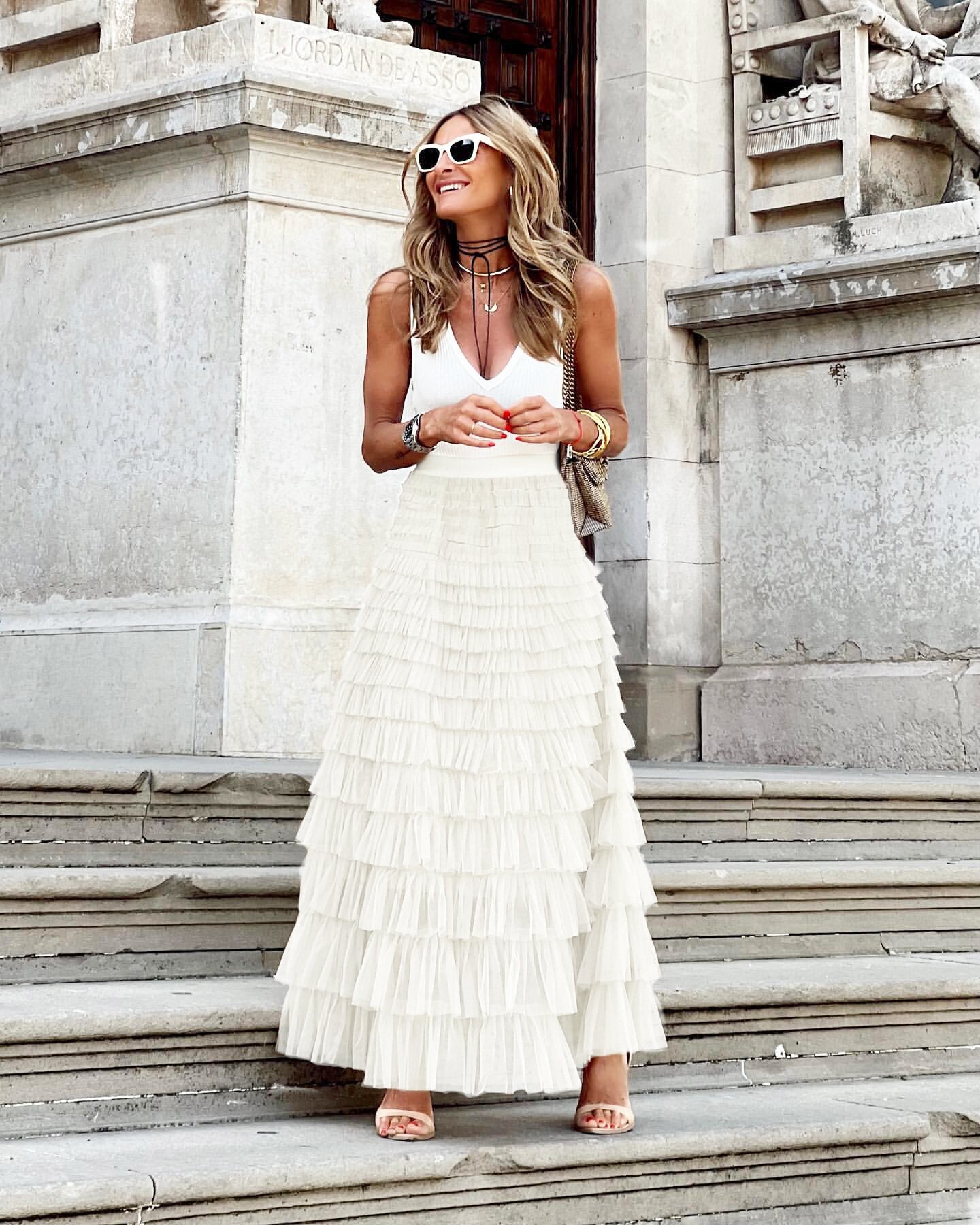 Lina® | Layered maxi skirt with ruffles
