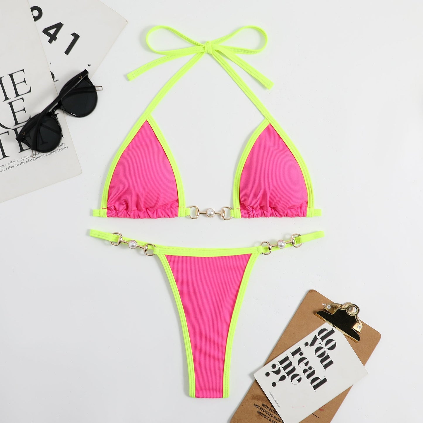 Bronwyn® | Brazilian bikini bottom and triangle top, Pink Edition