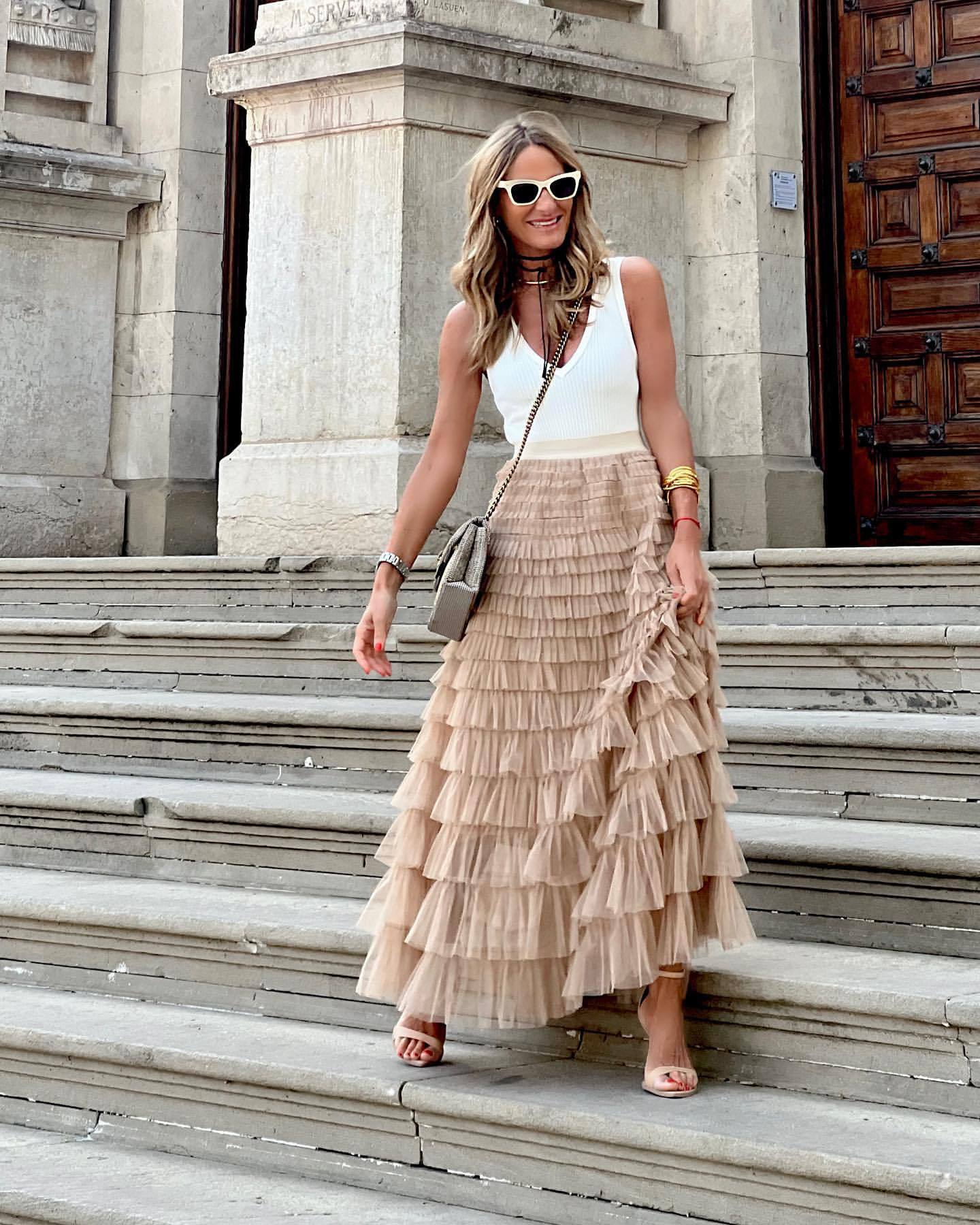 Lina® | Layered maxi skirt with ruffles