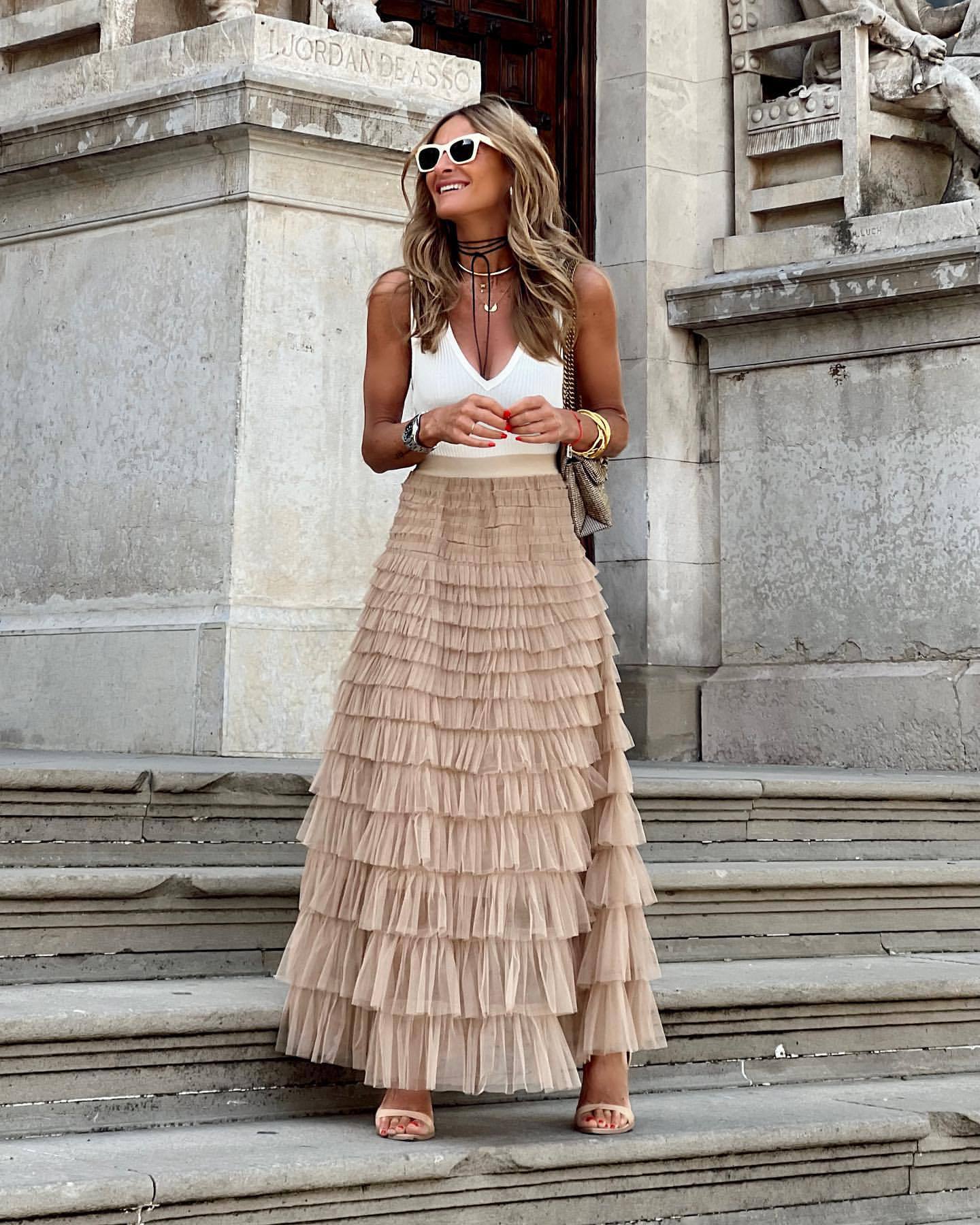 Lina® | Layered maxi skirt with ruffles