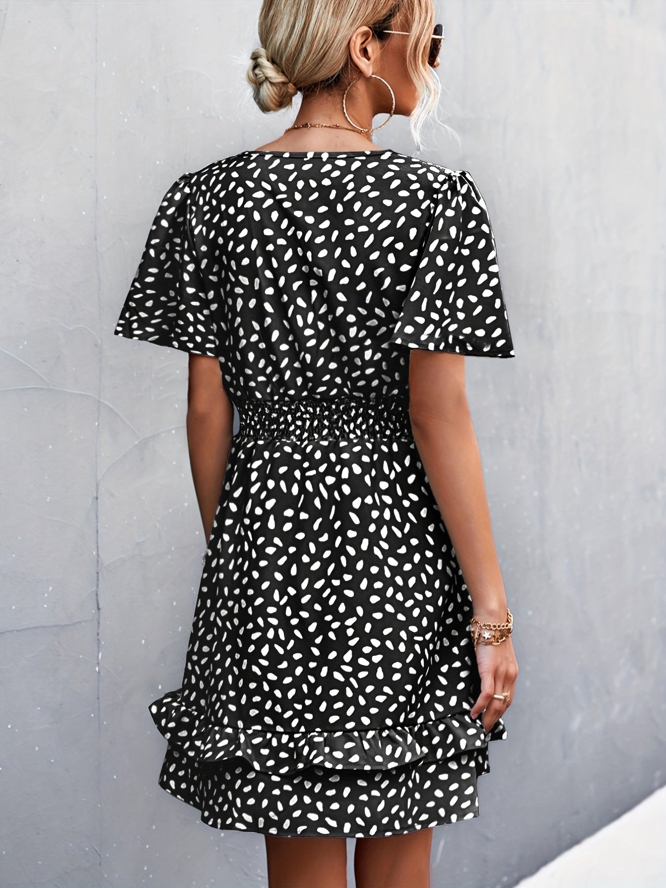 Lina® | Polka dot dress with ruffle sleeves
