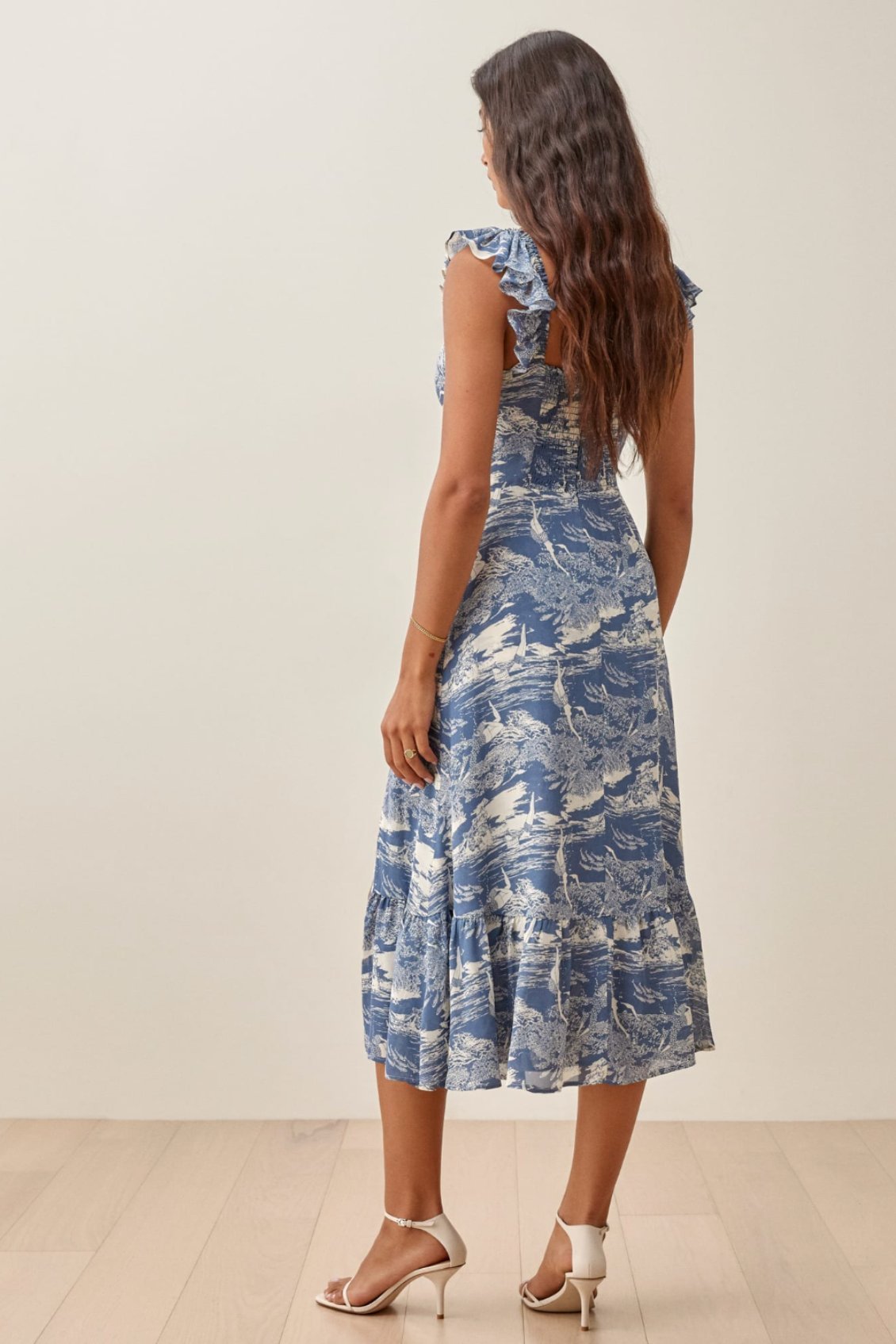 Adela® | Printed midi dress with ruffles and slit