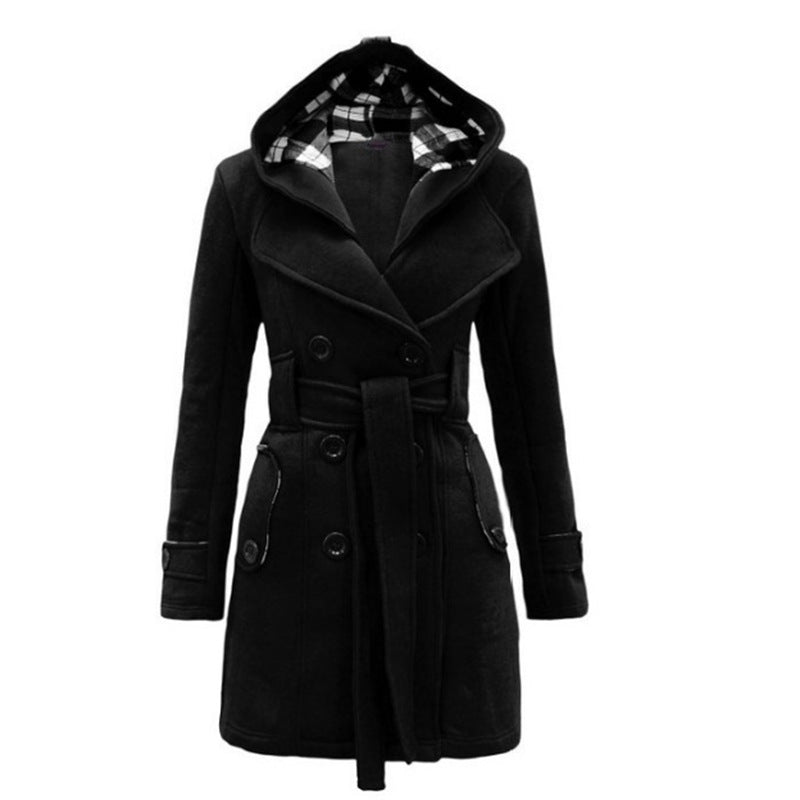 Belén® | Wool coat with hood and buttons with belt