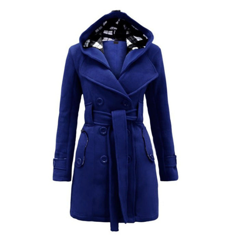 Belén® | Wool coat with hood and buttons with belt