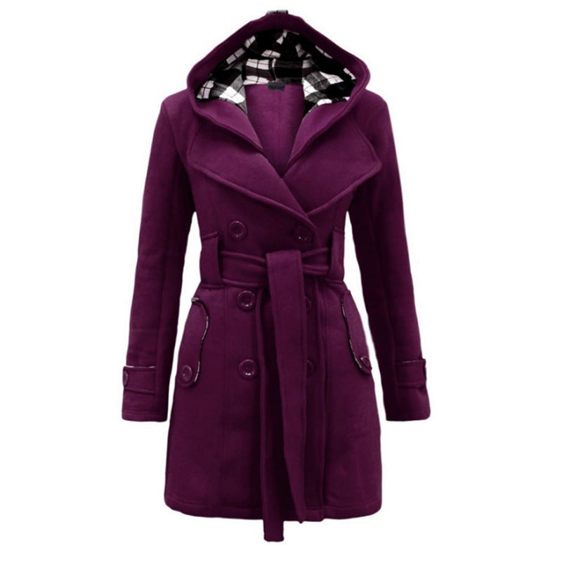Belén® | Wool coat with hood and buttons with belt