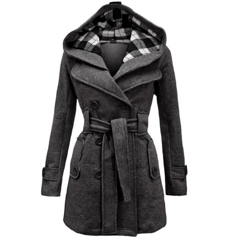 Belén® | Wool coat with hood and buttons with belt