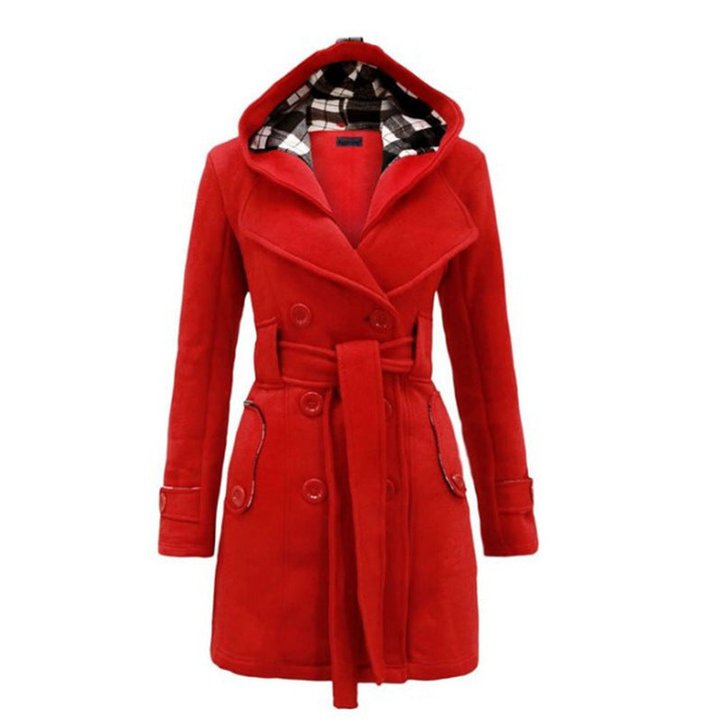 Belén® | Wool coat with hood and buttons with belt