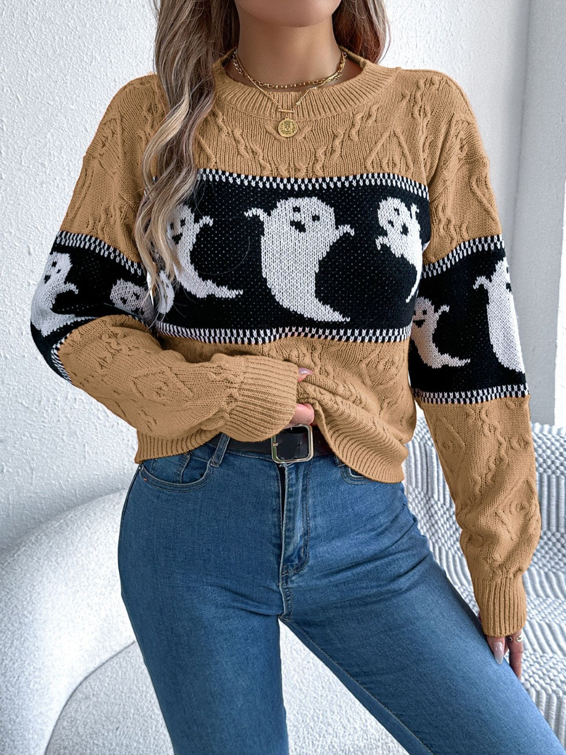 Victoria® | Ghost crew neck long sleeve sweater