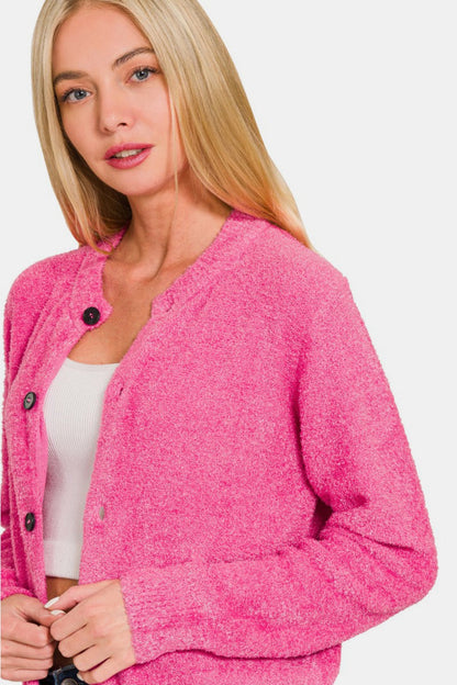 Valeria® | Long sleeve pullover cardigan with button placket