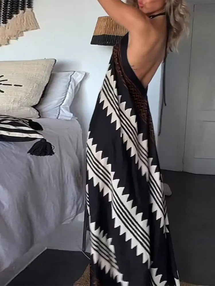 Yasmin® | Long A-line dress with ethnic print