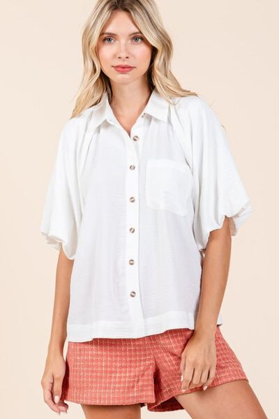 Leticia® | Short button-down shirt with bubble sleeves