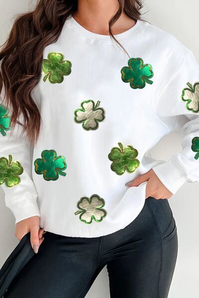 Lina® | Lucky Clover crew neck long sleeve sweatshirt
