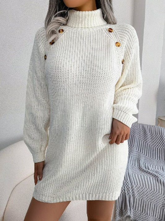 Luz® | Turtleneck dress with long sleeves
