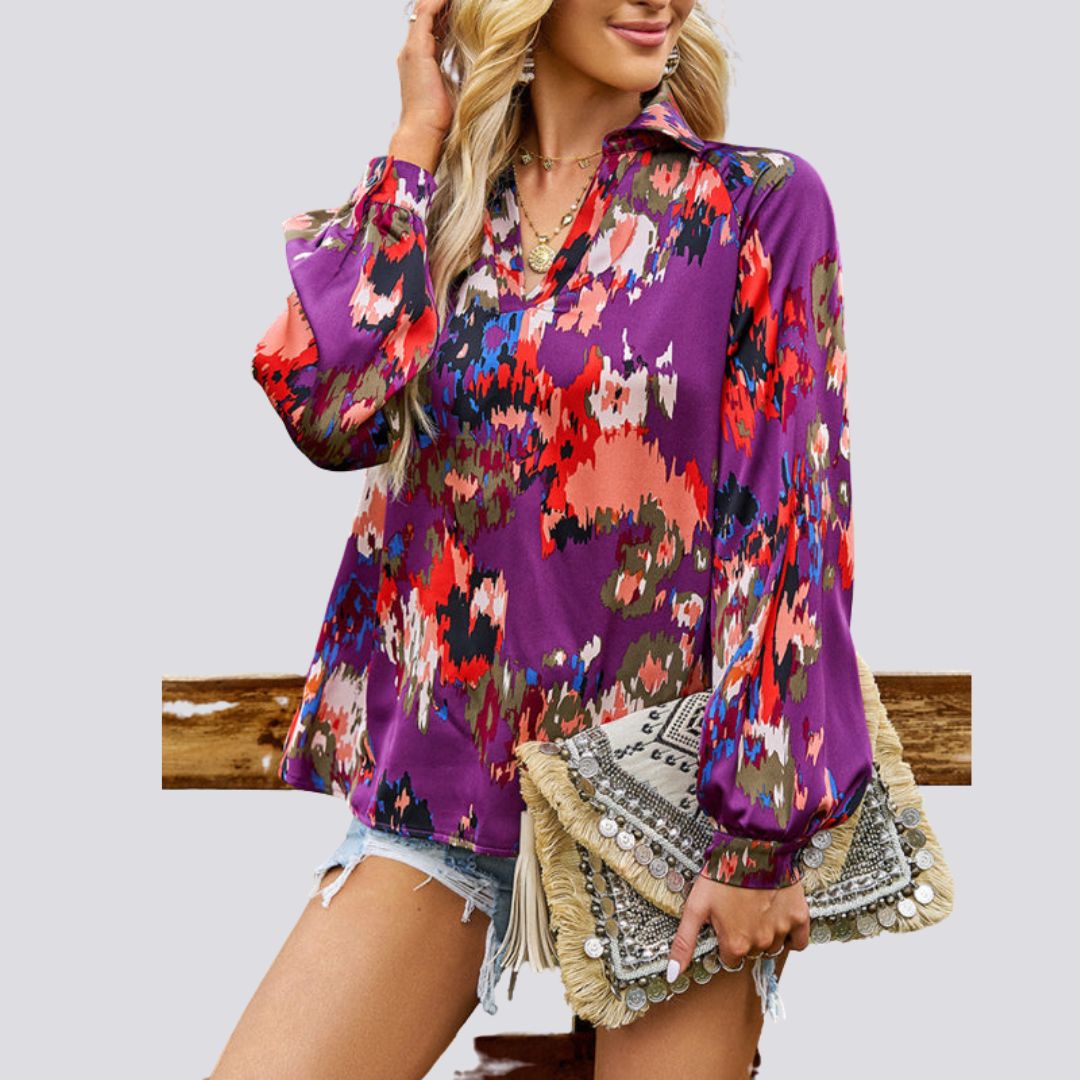 Lesley® | Blouse With V-Neck And Abstract Print