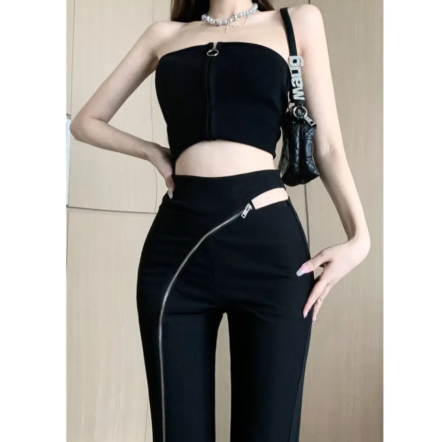 Abigail® | Bootcut trousers women's high-waist bootcut trousers with asymmetrical zip