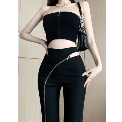 Abigail® | Bootcut trousers women's high-waist bootcut trousers with asymmetrical zip