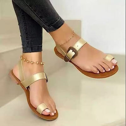 Rosa® | Comfort Flat Sandals With Toe Buckle Casual Sandals