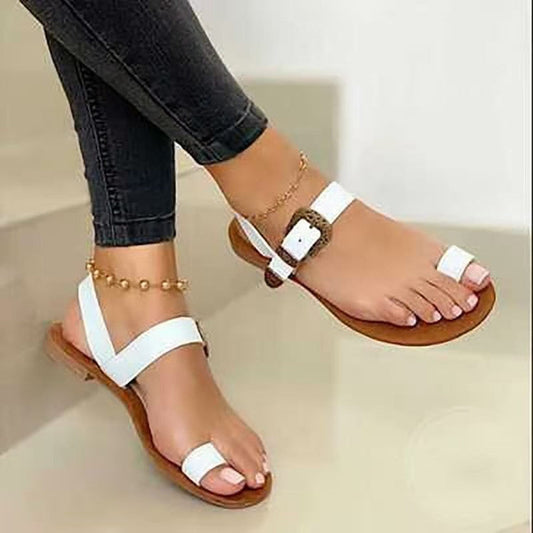 Rosa® | Comfort Flat Sandals With Toe Buckle Casual Sandals