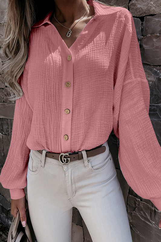 Lina® | Elegant Long-Sleeved Blouse With Turn-Down Collar And Buttons