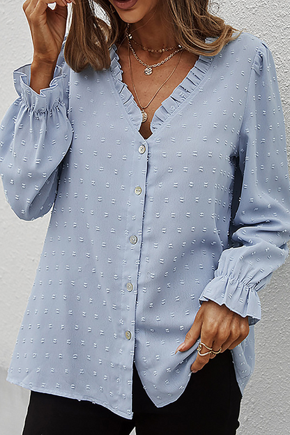 Adelina® | Chic Lace V-Neck Long Sleeve Blouse