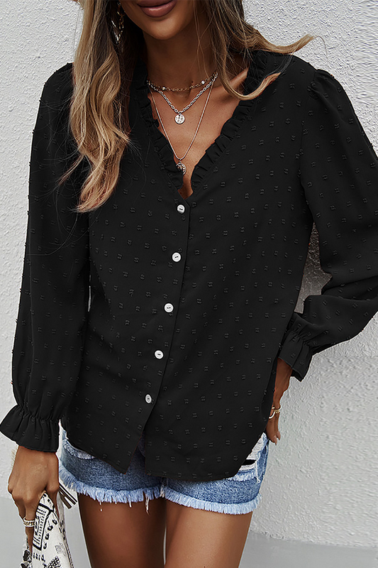 Adelina® | Chic Lace V-Neck Long Sleeve Blouse