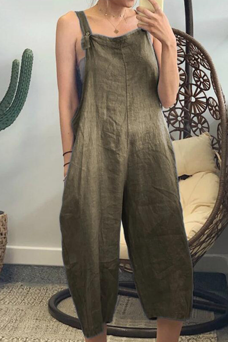 Leire® | Casual simple solid patchwork square collar jumpsuits