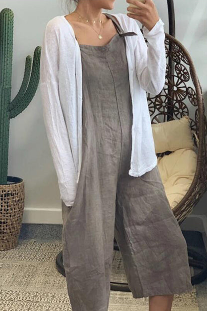 Leire® | Casual simple solid patchwork square collar jumpsuits