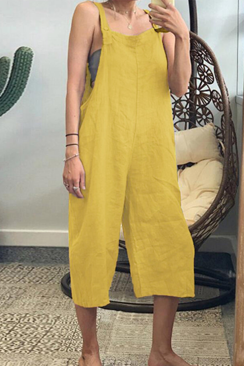 Leire® | Casual simple solid patchwork square collar jumpsuits