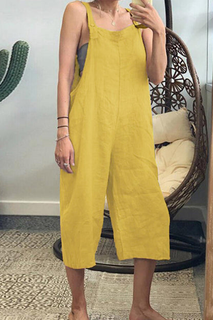 Leire® | Casual simple solid patchwork square collar jumpsuits