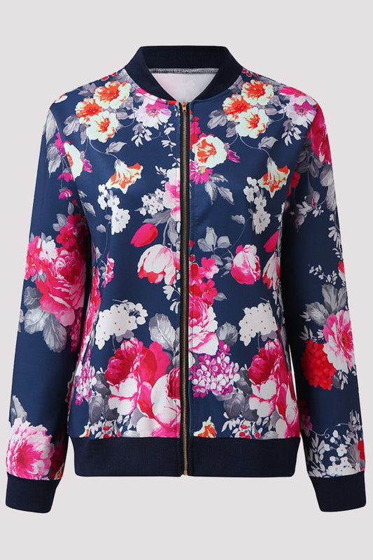 Zoe® | Casual outerwear with floral patchwork and O-neck