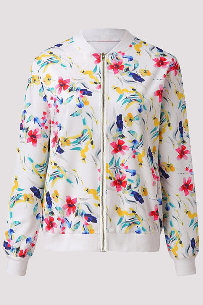 Zoe® | Casual outerwear with floral patchwork and O-neck