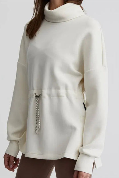 Danna® | Casual solid color drawstring half turtleneck sweaters