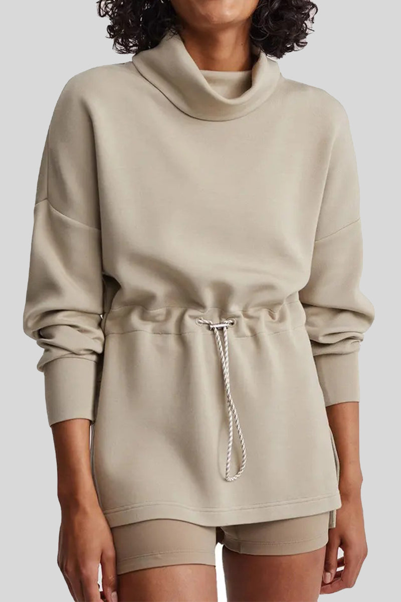 Danna® | Casual solid color drawstring half turtleneck sweaters