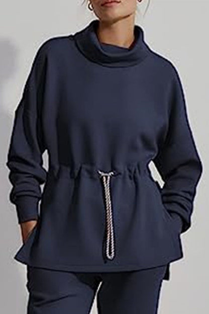 Danna® | Casual solid color drawstring half turtleneck sweaters