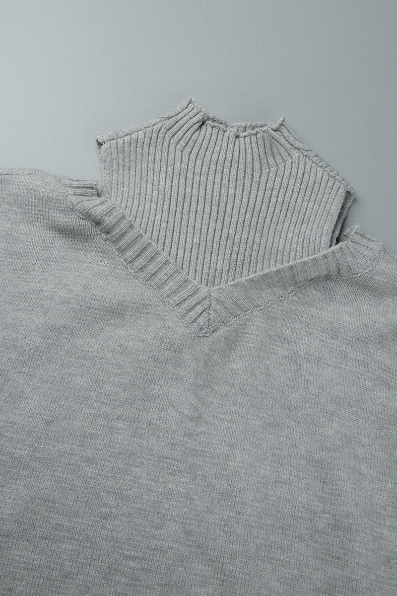 Hortensia® | Casual solid hollow out patchwork turtleneck sweaters