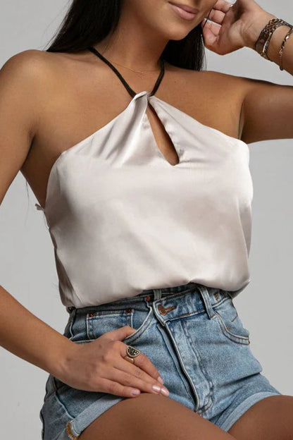 Sabrina® | Sexy solid backless halter tops