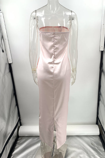 Leticia® | Casual Printed Floral Slit Zipper Strapless One Step Skirt Dresses