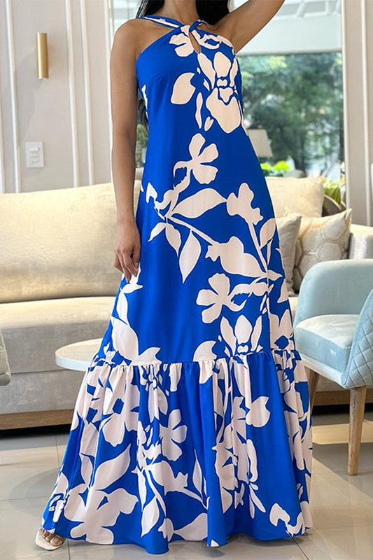 Luz® | Elegant halterneck dresses with floral flounce print