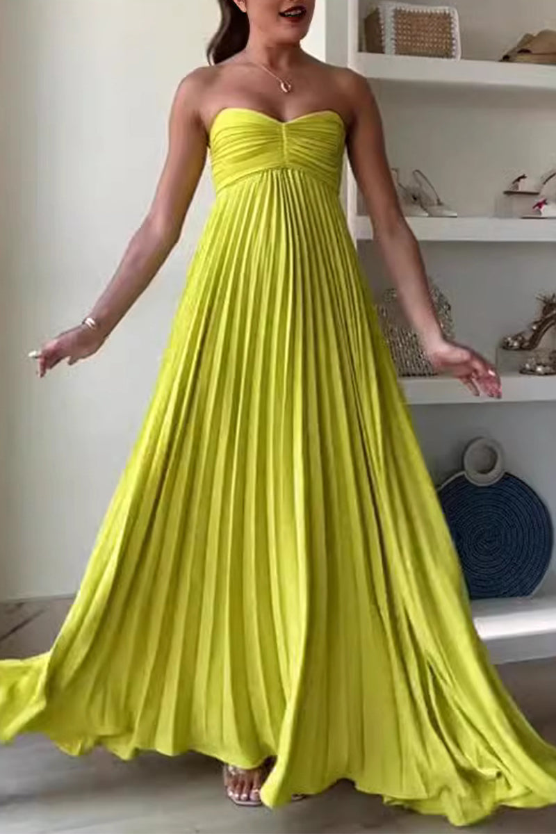 Adriana® | Sexy solid color pleated strapless dresses