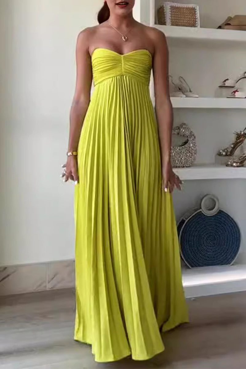 Adriana® | Sexy solid color pleated strapless dresses