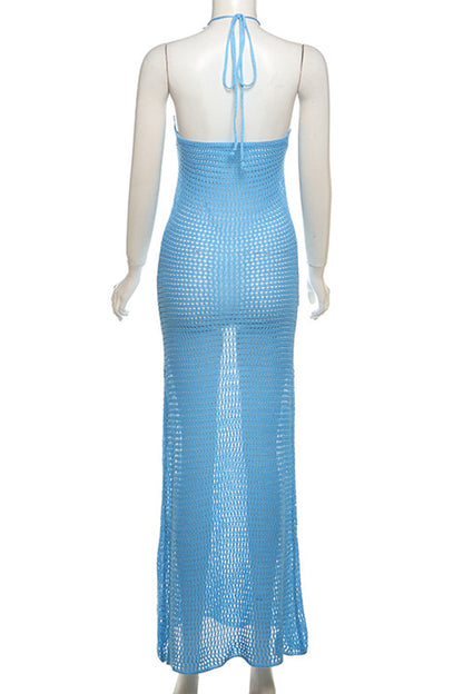 Lydia® | Sexy Floral Hollow Out Patchwork Backless Strappy Halter Long Dresses (3 Colors)