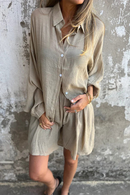 Leire® | Casual buttons, turn-down collar, long sleeves, two-piece (4 colors)