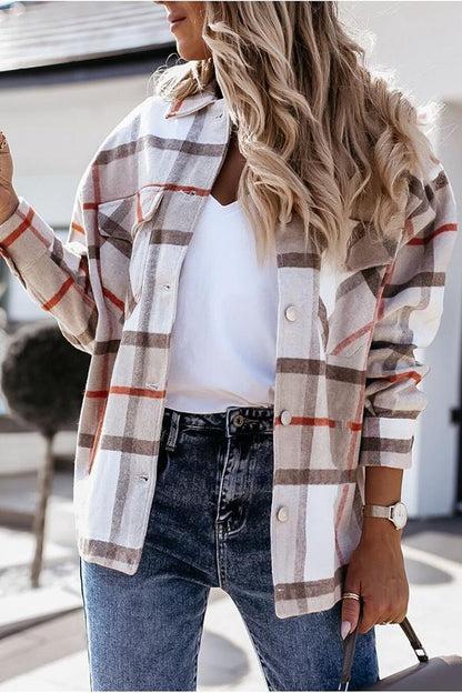Adela® | Unstoppable Feeling Plaid Pocketed Relaxed Jacket