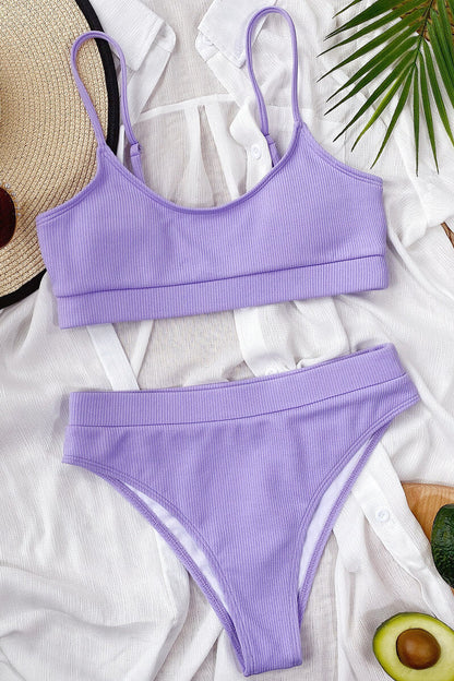 Elda® | Striped top and thong bikini with structured bottoms