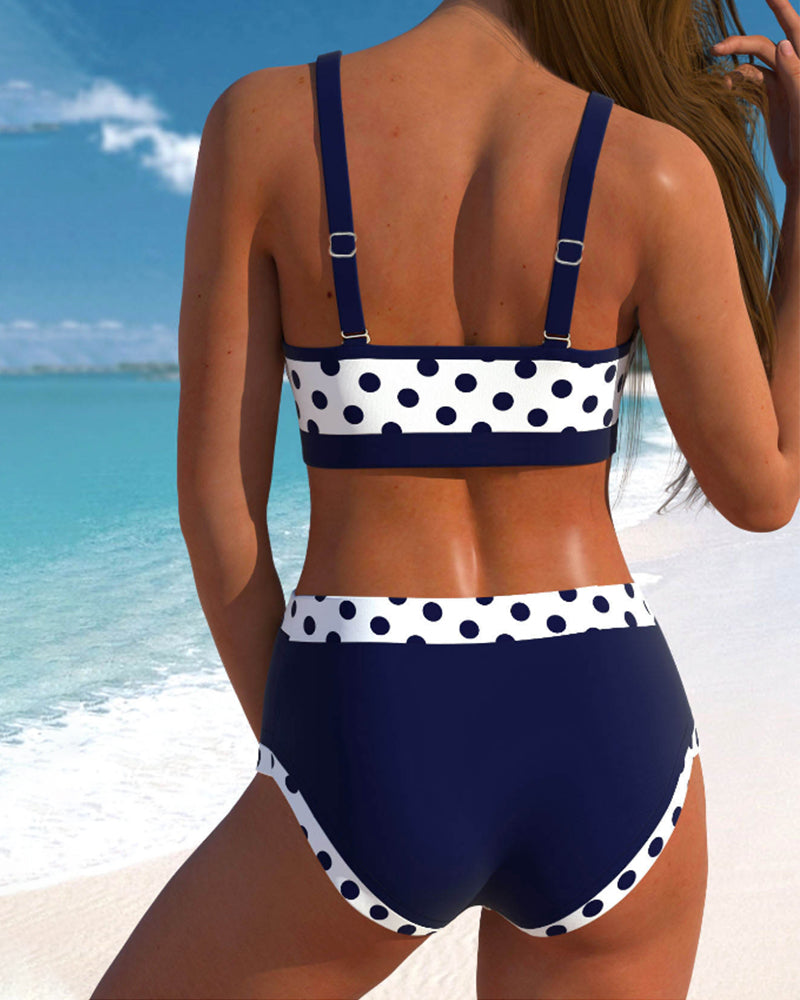 Andrea® | High waist patchwork bikini with peas