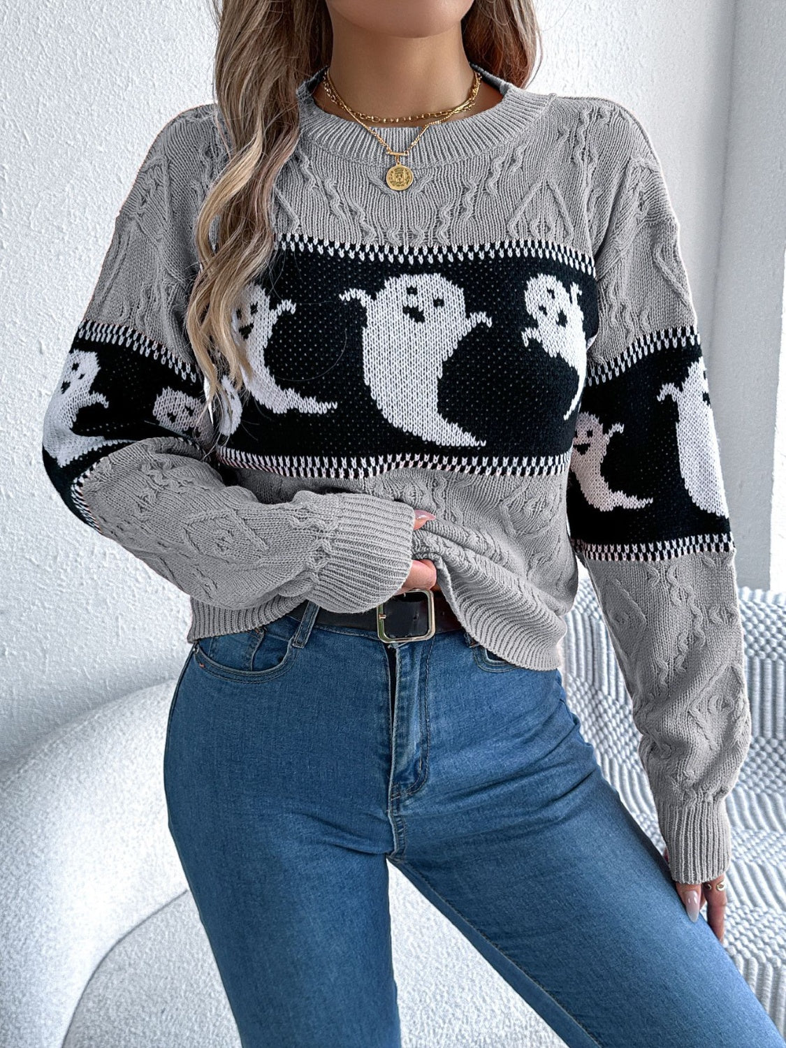 Victoria® | Ghost crew neck long sleeve sweater