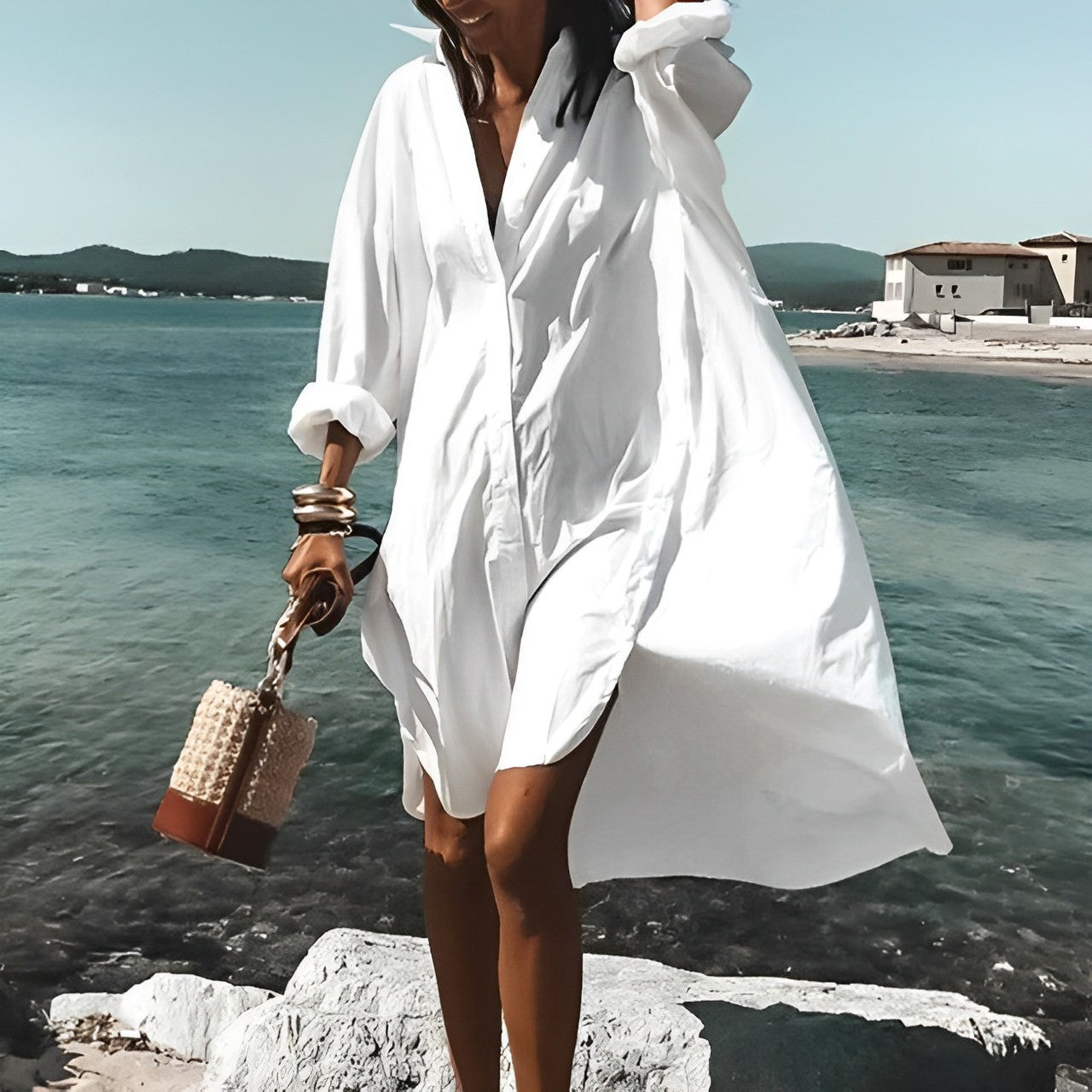 Leslie® | White Summer Blouse Dress